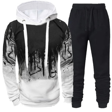 Riolio Autumn Winter Trending Tracksuits Men Camouflage Hoodie + Pant 2 Piece Set Sports Wear 3d Ink Jogging Suits